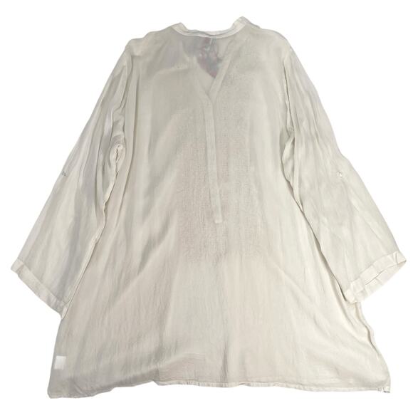 JOHNNY WAS Womens 1X Embroidered Sheer Sleeve Boho Tunic Shirt Top NWT - Picture 4 of 10